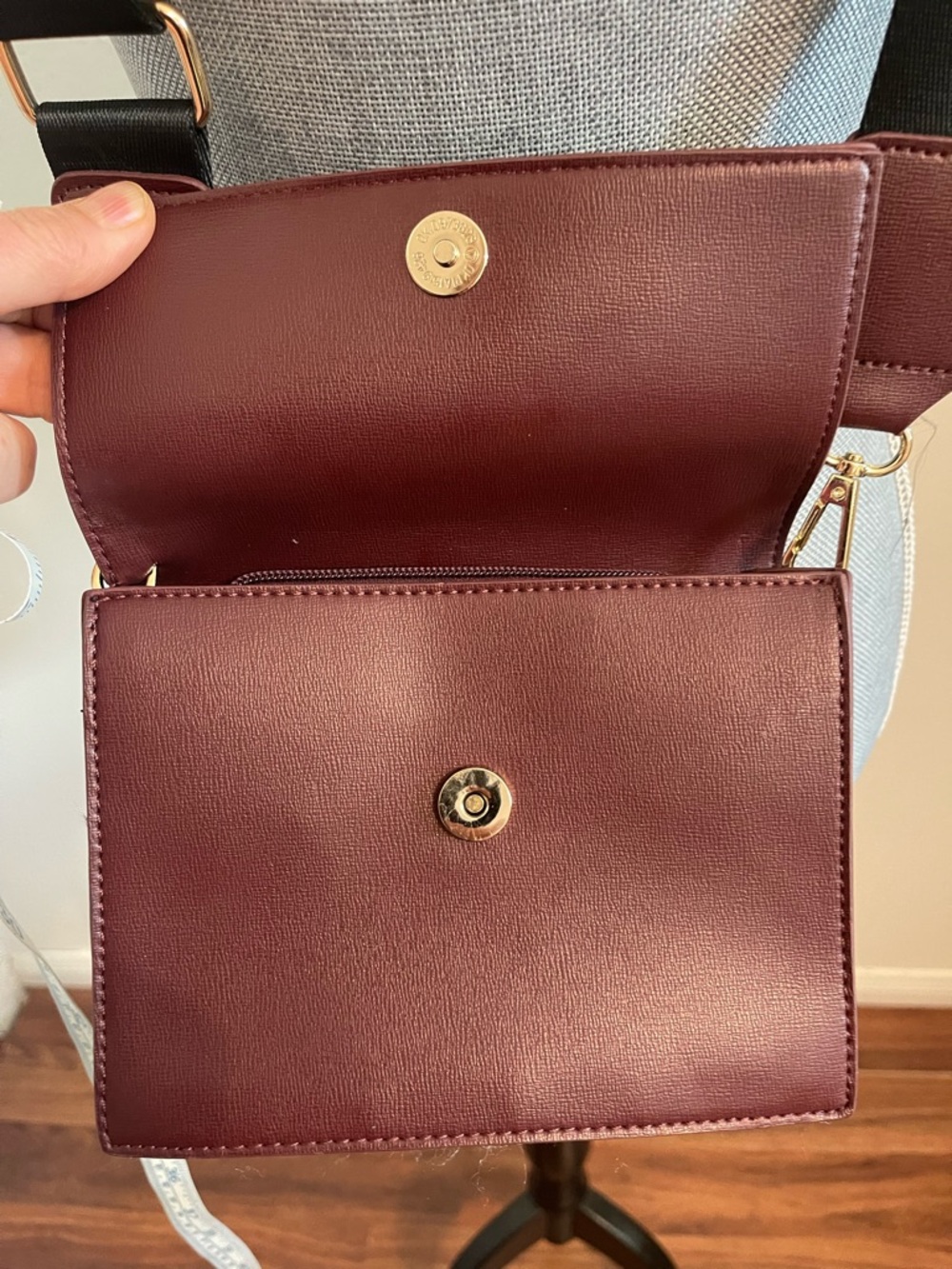 Melie Bianco Wine Red Crossbody with Gold Hardware - Picture 6 of 15